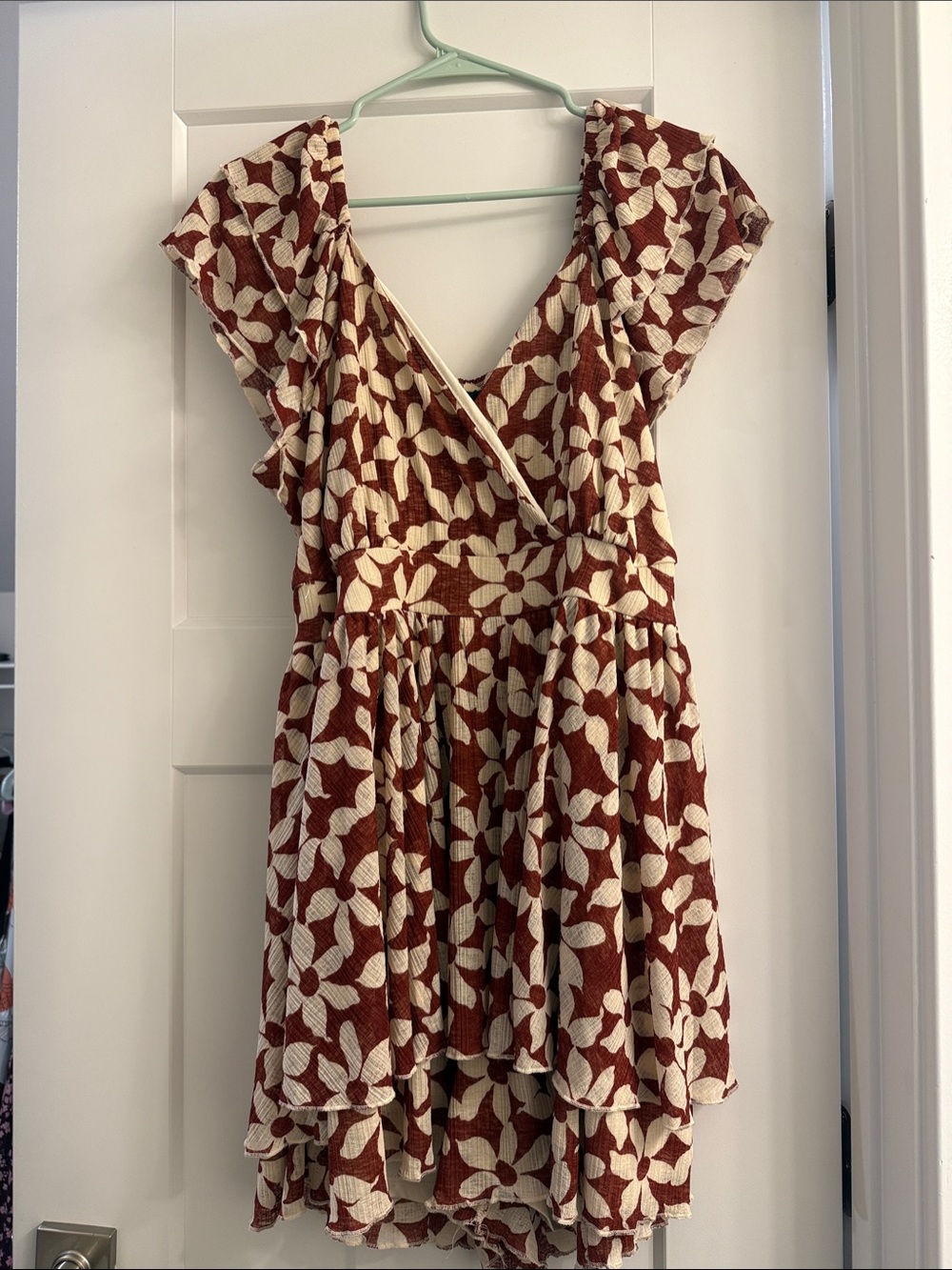 torrid Rust and Cream Floral Wrap Tunic